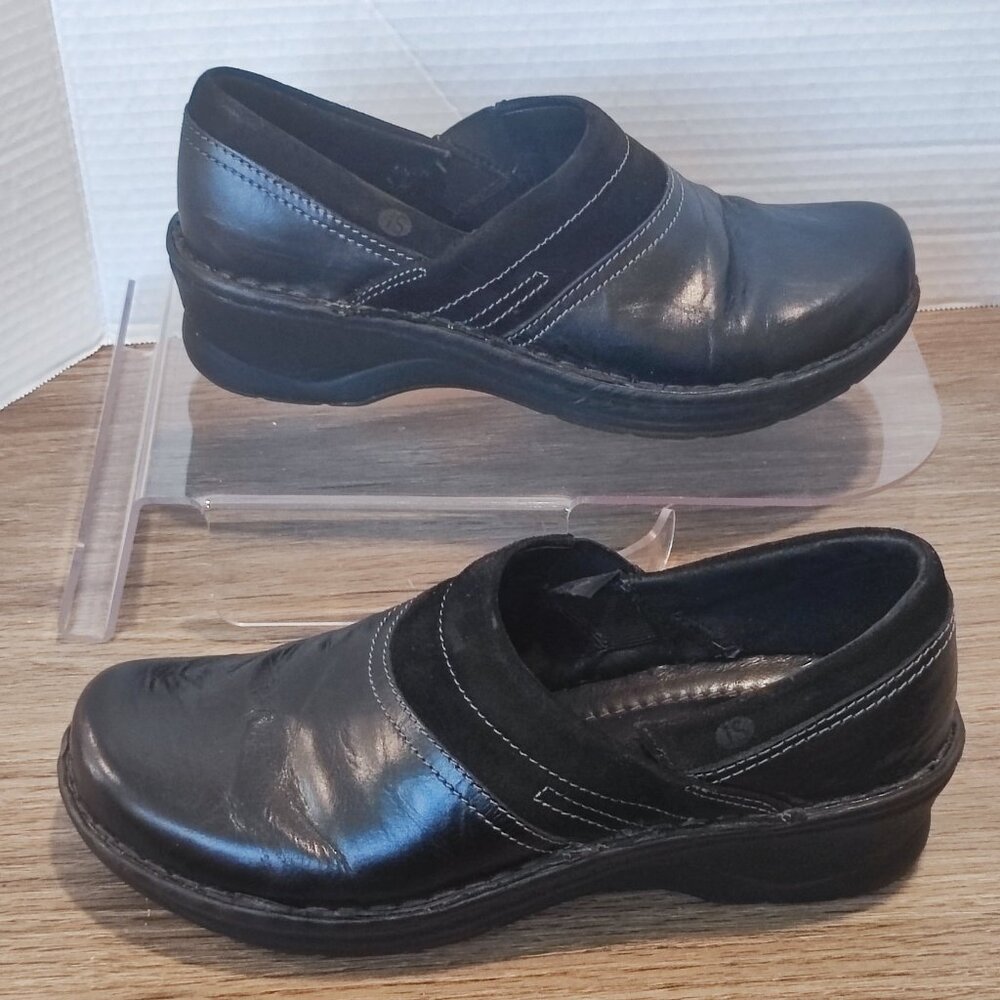 Josef Seibel Clogs size EU 40, US 9.5 Black Leather Slip On Comfort Chunky Mule